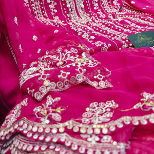 Georgette Multi-colored embroidery Pink